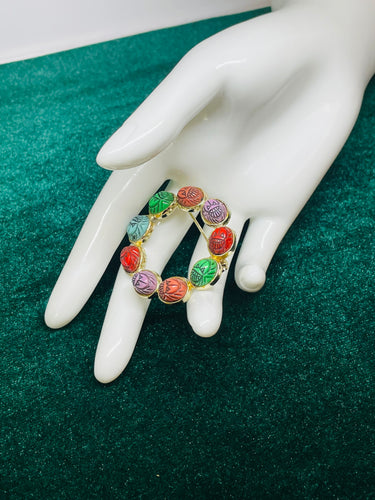 Rainbow Scarabs Circle Brooch